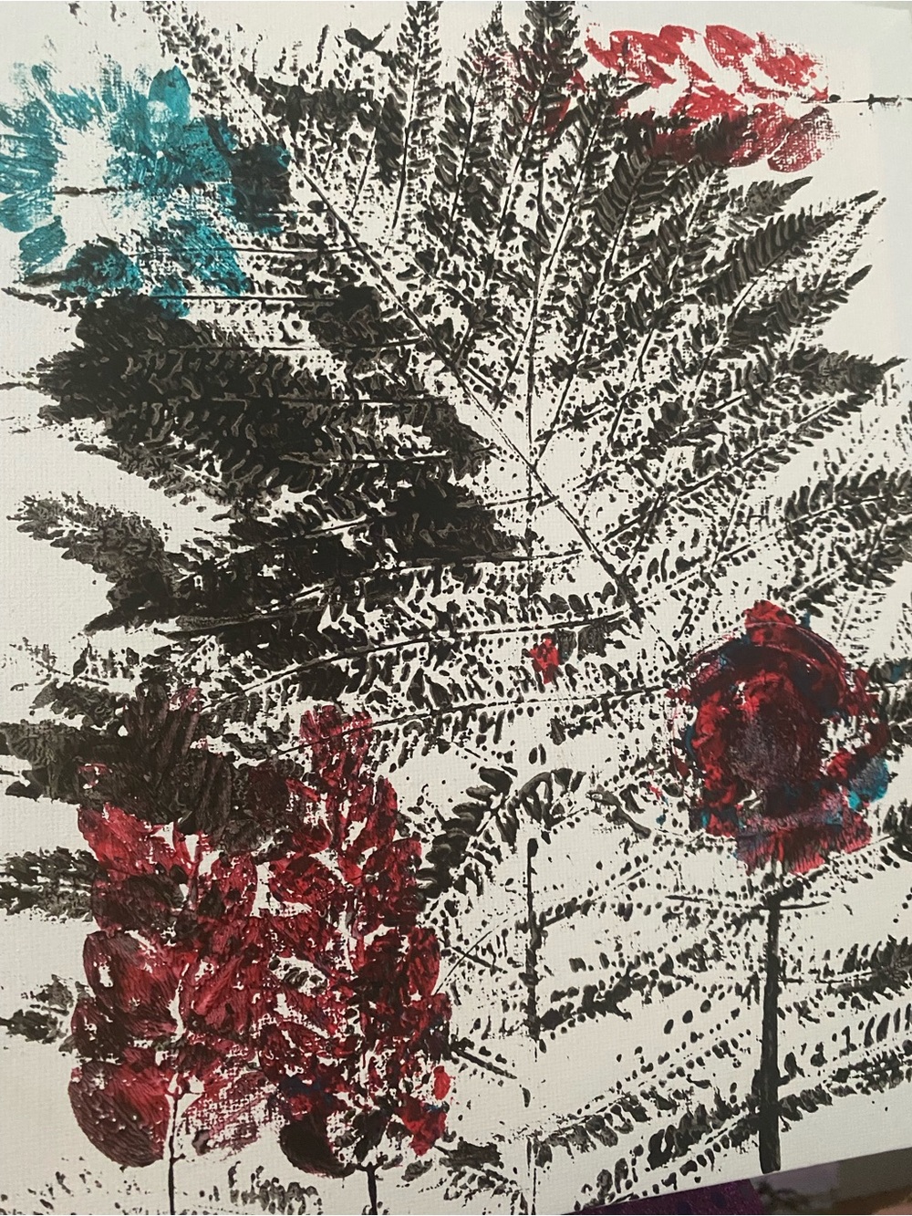 🖤 ❤️ 🩵Botanical Art Print in Black, RedTeal naturenut @heatherellio825 8x10